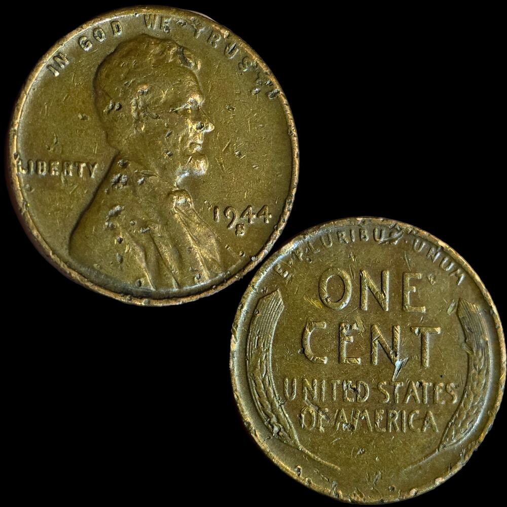 1944s Wheat Cent Repunched Mint Die Clash Doubled Die Lamination Error Back Read